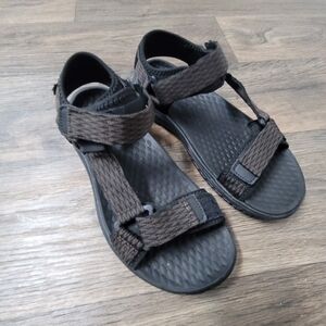 Skechers relaxed fit luxe foam black hiking sandals size men 7